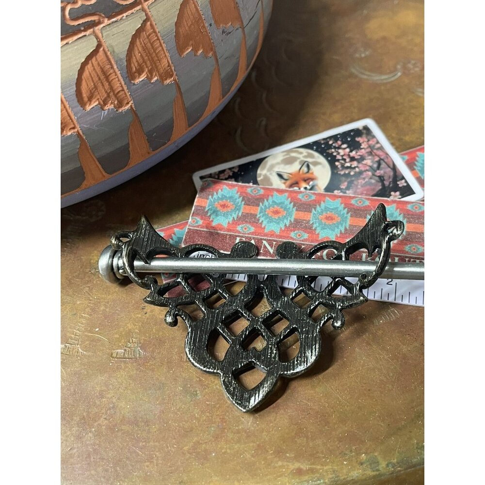 Celtic Weave Knotwork Bun Holder Women Viking Hair Stick Cage Pin Barrette Heart - Picture 15 of 16